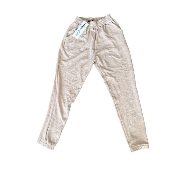 Ribbed Jogger Lounge Pants Beige Large NWT - Picture 2 of 6